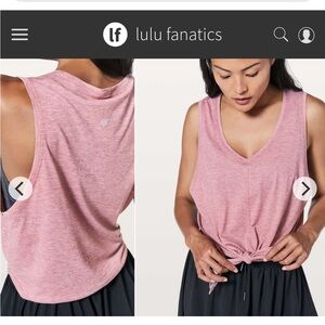 Lululemon Knot Gonna Fly Tank Top ~Sz 8 Heathered Figue Pima Cotton Flowy 823